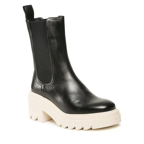 Botki GINO ROSSI. Czarne botki Gino Rossi, bez wzorów, bez obcasa, na słupku, bez zapięcia. Za 208.99 zł.