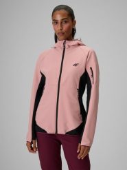 4F Kurtka softshell wiatroodporna damska - różowa M. Czerwone kurtki sportowe 4f, l, bez wzorów, z materiału, bez kaptura, trekkingowe. Za 299.99 zł.
