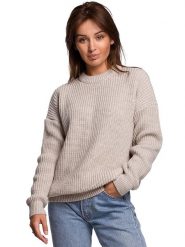 Be Wear Sweter w kolorze beżowym rozmiar: S/M. Brązowe swetry Be Wear, m, bez wzorów, z wełny, bez ramiączek. Za 236.95 zł.