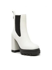 Tommy Jeans Botki Tjw High Heel Chelsea EN0EN02306 Biały. Białe botki Tommy Jeans, bez wzorów, z jeansu, bez obcasa, na słupku, bez zapięcia. Za 749.99 zł.