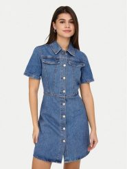 ONLY Sukienka jeansowa Malia 15355044 Niebieski Regular Fit. Niebieskie sukienki Only, xs, bez wzorów, z bawełny, bez kołnierzyka, bez ramiączek. Za 229.99 zł.