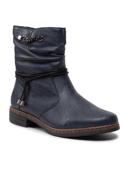 Trzewiki Rieker. Szare botki Rieker, bez wzorów, bez obcasa, na płaskiej podeszwie, bez zapięcia. Za 293.99 zł.