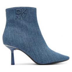 Botki DKNY. Niebieskie botki DKNY, bez wzorów, bez obcasa, na szpilce, bez zapięcia. Za 839.99 zł.