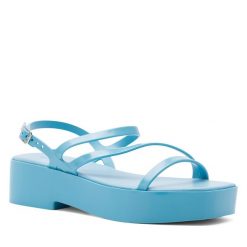 Sandały Jenny Fairy. Niebieskie sandały Jenny Fairy, bez wzorów, bez obcasa, na płaskiej podeszwie, bez zapięcia. Za 139.99 zł.