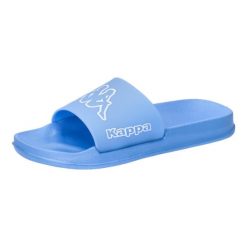Klapki basenowe dla dorosłych Kappa Krus. Niebieskie klapki Kappa, bez wzorów, z materiału, bez obcasa. W wyprzedaży za 51.00 zł.