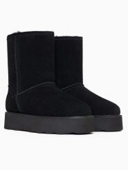 Gooce Skórzane kozaki zimowe "Sawel Waterproof" w kolorze czarnym rozmiar: 37. Czarne kozaki Gooce, na zimę, z materiału, bez obcasa, na platformie, bez zapięcia. Za 282.99 zł.