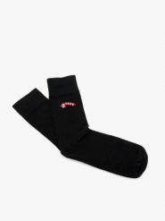 Świąteczne skarpety unisex. Czarne skarpety Ryłko, bez wzorów, z bawełny. W wyprzedaży za 14.99 zł.