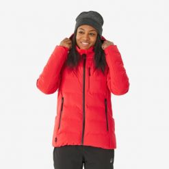 Kurtka narciarska damska Quechua 500 Warm. Czerwone kurtki narciarskie WED'ZE, l, bez wzorów, z włókna, bez kaptura, narciarskie. Za 499.99 zł.