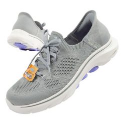 Buty damskie sportowe Skechers Go Walk 7-Via SLIP-INS. Szare obuwie sportowe Skechers, bez zapięcia, trekkingowe, Skechers Sport. Za 229.00 zł.