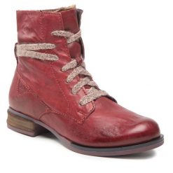 Botki Josef Seibel. Czerwone botki Josef Seibel, bez wzorów, bez obcasa, na płaskiej podeszwie, bez zapięcia. Za 359.99 zł.