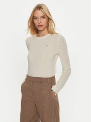 Tommy Hilfiger Sweter WW0WW44161 Écru Regular Fit. Swetry TOMMY HILFIGER, xxl, bez wzorów, z wełny, bez ramiączek. Za 269.99 zł.