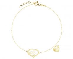 Złota bransoletka - serca, łapka, love. Żółte bransoletki Apart, złote. Za 759.00 zł.
