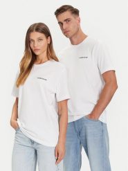 Guess Jeans T-Shirt M5BI78 K8FQ4 Biały Regular Fit. Białe t-shirty Guess Jeans, m, z aplikacjami, z bawełny, bez kołnierzyka, bez ramiączek. Za 109.99 zł.