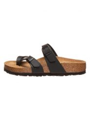 Birkenstock Japonki "Mayari" w kolorze czarnym rozmiar: 36. Czarne klapki Birkenstock, bez wzorów, z otwartym noskiem, bez obcasa. Za 303.78 zł.