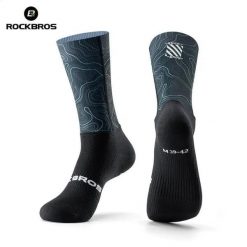 Skarpety rowerowe, kolarskie, sportowe kompresyjne do połowy łydki ROCKBROS. Czarne skarpety ROCKBROS, bez wzorów, z materiału. Za 59.99 zł.
