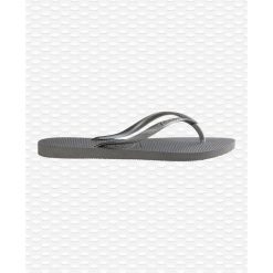Klapki damskie Havaianas Slim. Szare klapki Havaianas, bez wzorów, z gumy, bez obcasa. Za 100.95 zł.