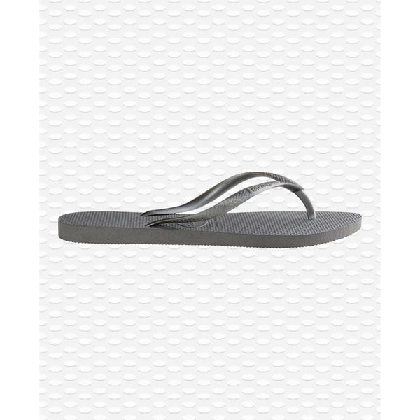 Klapki damskie Havaianas Slim. Szare klapki Havaianas, bez wzorów, z gumy, bez obcasa. Za 94.70 zł.