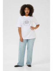 KAFFE curve Koszulka w kolorze białym rozmiar: L. Białe bluzki KAFFE curve, l, bez wzorów, z bawełny, bez kołnierzyka, bez ramiączek. Za 56.99 zł.