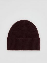 Czapka beanie z domieszką wełny - mahoniowy. Brązowe czapki Reserved, bez wzorów, z wełny. Za 49.99 zł.