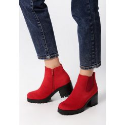 Czerwone Botki Gwendolyn. Czerwone botki Born2be, na jesień, bez wzorów, z okrągłym noskiem, bez obcasa, na obcasie, bez zapięcia. Za 109.99 zł.