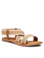 Clara Barson Sandały CASEY WS5296-34 Beżowy. Brązowe sandały Clara Barson, bez wzorów, z materiału, bez obcasa, na płaskiej podeszwie, bez zapięcia. Za 79.99 zł.