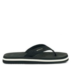 Japonki Gant. Czarne klapki GANT, bez wzorów, bez obcasa. Za 179.99 zł.