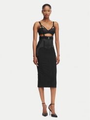 Elisabetta Franchi Sukienka koktajlowa AB-881-62E2-V660 Czarny Slim Fit. Czarne sukienki Elisabetta Franchi, bez wzorów, z syntetyku, wizytowe, bez kołnierzyka, bez ramiączek. Za 2,809.00 zł.