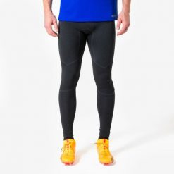 Legginsy piłkarskie Kipsta Keepdry Warm. Czarne bielizna sportowa KIPSTA, xl, bez wzorów, z dzianiny. Za 119.99 zł.