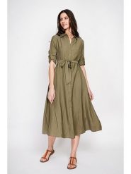 Le Jardin du Lin Lniana sukienka w kolorze khaki rozmiar: 36. Brązowe sukienki Le jardin du lin, na co dzień, bez wzorów, ze lnu, bez kołnierzyka, bez ramiączek, midi, proste. Za 153.34 zł.