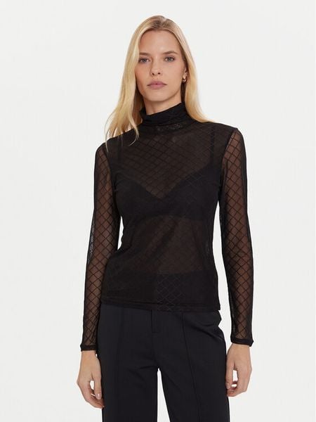 Morgan Bluzka 252-TMESH Czarny Slim Fit. Czarne bluzki Morgan, l, bez wzorów, z syntetyku, bez kołnierzyka, bez ramiączek. Za 109.99 zł.