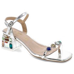 Srebrne Sandały S.Barski Eleganckie Buty Na Obcasie. Szare sandały S.BARSKI, bez wzorów, ze skóry ekologicznej, eleganckie, bez obcasa, na obcasie, bez zapięcia. Za 139.00 zł.