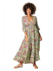 Aller Simplement Sukienka w kolorze zielono-czerwonym rozmiar: 34/36. Zielone sukienki Aller Simplement, bez wzorów, z wiskozy, bez kołnierzyka, bez ramiączek, maxi. Za 56.99 zł.