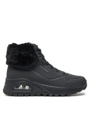 Skechers Botki 167274/BBK Czarny. Czarne botki Skechers, bez wzorów, ze skóry, bez obcasa, na płaskiej podeszwie, bez zapięcia. Za 363.59 zł.