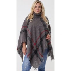 Szare Ponczo Corinne. Szare swetry Born2be, na jesień, xl, bez wzorów, z materiału, bez ramiączek. Za 79.99 zł.