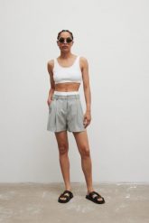 Eleganckie szorty z wiskozą w kolorze SZARYM - ORIO-XL. Szare szorty Marsala, bez wzorów, z bawełny, eleganckie. Za 319.90 zł.