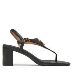 Sandały LAUREN RALPH LAUREN. Czarne sandały Lauren Ralph Lauren, bez wzorów, bez obcasa, na słupku, bez zapięcia. Za 749.99 zł.