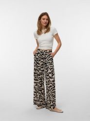 Vero Moda Spodnie w kolorze beżowo-czarnym rozmiar: XS. Brązowe spodnie materiałowe Vero Moda, na imprezę, s, bez wzorów, z materiału. Za 65.54 zł.