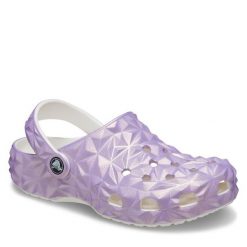 Klapki Crocs. Fioletowe klapki Crocs, bez wzorów, bez obcasa. Za 259.99 zł.