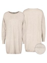 Sublevel Sukienka dzianinowa w kolorze kremowym rozmiar: M/L. Brązowe sukienki Sublevel, l, bez wzorów, z dzianiny, bez kołnierzyka, bez ramiączek, midi. Za 114.17 zł.