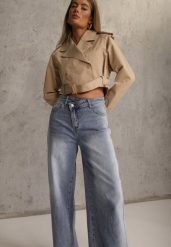 Niebieskie Jeansy High Waist Balloon z Bawełny z Asymetrycznym Zapięciem Myrea. Niebieskie jeansy Renee, l, bez wzorów, z podwyższonym stanem. Za 119.99 zł.