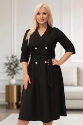 Elegancka czarna żakietowa sukienka Marietta XXL OVERSIZE WIOSNA. Czarne sukienki Moda Size Plus Iwanek, do pracy, na wiosnę, l, bez wzorów, z elastanu, biznesowe, bez kołnierzyka, bez ramiączek, mini, oversize. Za 325.00 zł.