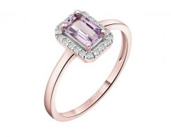 Pierścionek z różowego złota z diamentami i ametystem - próba 585. Czerwone pierścionki Apart, z ametystem, złote. Za 2,590.00 zł.
