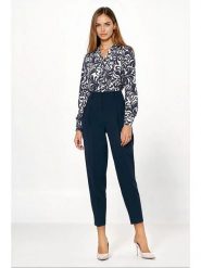 Nife Spodnie w kolorze granatowym rozmiar: 38. Niebieskie spodnie materiałowe Nife, na co dzień, bez wzorów, z materiału, z podwyższonym stanem. Za 176.08 zł.