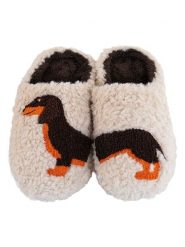 WD lifestyle Kapcie "Dachshund" w kolorze brązowo-kremowo-pomarańczowym rozmiar: M/L. Brązowe obuwie domowe WD lifestyle, bez wzorów, bez zapięcia. Za 104.95 zł.