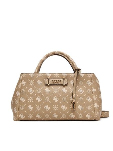 Guess Torebka Carrie Logo HWGP98 98060 Beżowy. Brązowe torebki klasyczne Guess, z aplikacjami, ze skóry, bez dodatków. Za 639.99 zł.