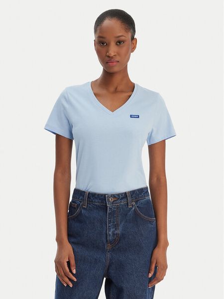 HUGO T-Shirt Classic 50513667 Niebieski Slim Fit. Niebieskie t-shirty Hugo, m, bez wzorów, z bawełny, bez kołnierzyka, bez ramiączek. Za 179.99 zł.