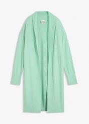 Długi sweter rozpinany. Zielone kardigany bonprix, bez wzorów. Za 129.99 zł.