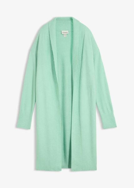 Długi sweter rozpinany. Zielone kardigany bonprix, bez wzorów. Za 129.99 zł.