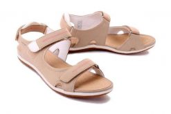 GEOX D52R6A 000EK C6029 taupe, sandały damskie. Brązowe sandały Geox, bez wzorów, bez obcasa, bez zapięcia. Za 379.90 zł.
