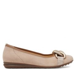 Baleriny Gabor. Brązowe baleriny Gabor, bez wzorów, bez obcasa. Za 429.99 zł.